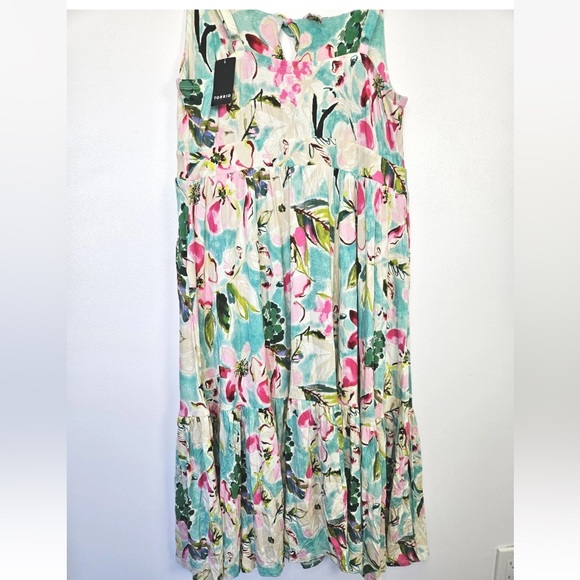 Torrid Midi Super Soft Tie Front Floral Sleeveless Dress - Picture 10 of 11